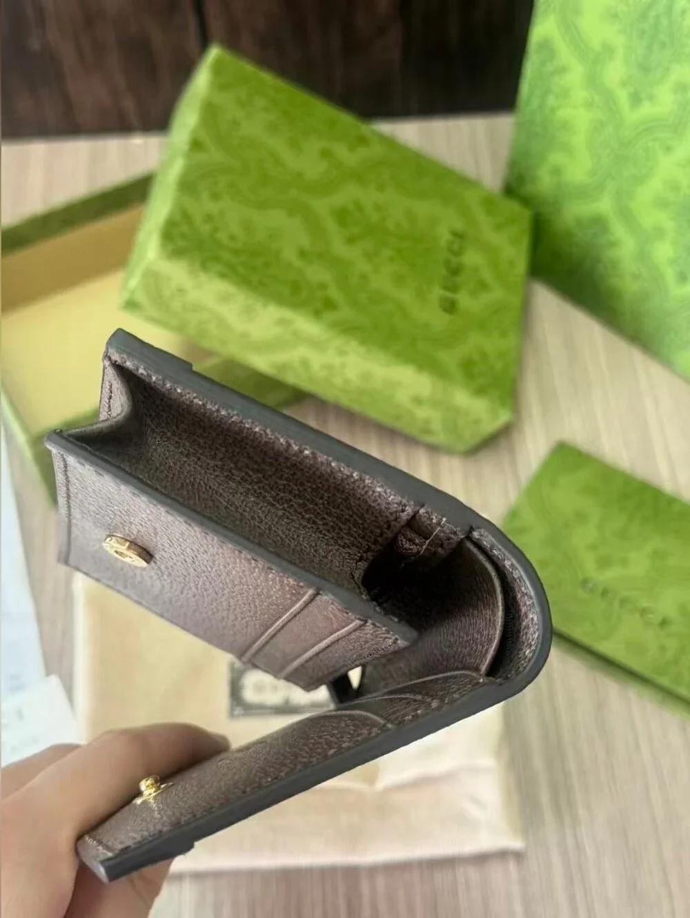 Gucci GG Supreme Canvas Mini Wallet with Web Stripe